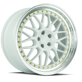 Aodhan AH02 18x9.5 5x100 +30 cb73.1 White w/Machined Lip (Gold Rivets) Wheel/Rim