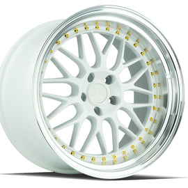Aodhan AH02 19x11 5x114.3 +22 cb73.1 White w/Machined Lip (Gold Rivets) Wheel/Ri