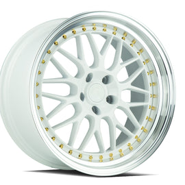 Aodhan AH02 19x9.5 5x114.3 +22 cb73.1 White w/Machined Lip (Gold Rivets) Wheel/R AH0219955114322WML