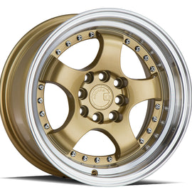 Aodhan AH03 15x8 4x100/114.3 +20 cb73.1 Gold w/Machined Lip Wheel/Rim AH0315804100114320GML