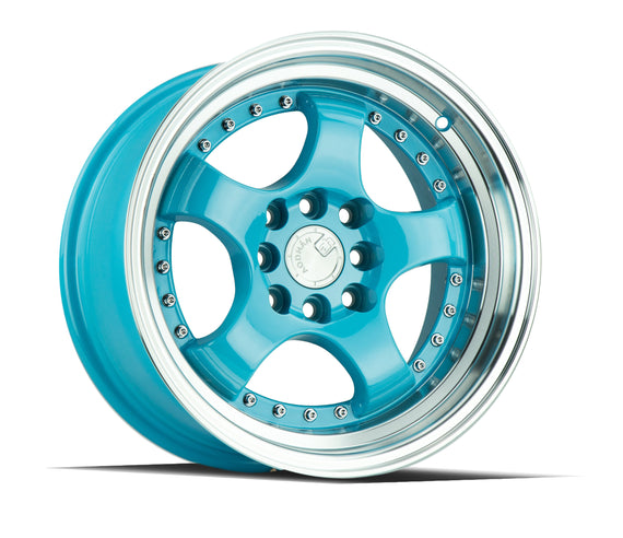 Aodhan AH03 15x8 4x100/114.3 +20 cb73.1 Tiffany Blue Machined Lip Wheel/Rim AH0315804100114320TML
