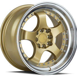 Aodhan AH03 16x8 4x100/114.3 +15 cb73.1 Gold w/Machined Lip Wheel/Rim AH0316804100114315GML