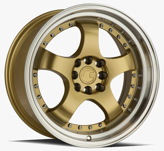 Aodhan AH03 17x9 4x100/114.3 +25 cb73.1 Gold w/Machined Lip Wheel/Rim AH0317904100114325GML