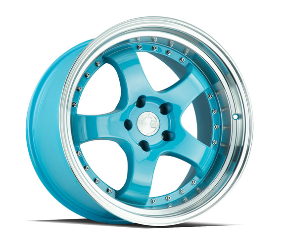 Aodhan AH03 18x10.5 5x114.3 +25 cb73.1 Tiffany Blue Machined Lip Wheel/Rim AH03181055114325TML