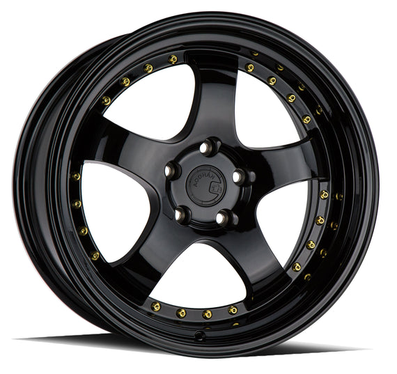 Aodhan AH03 18x9.5 5x100 +30 cb73.1 Full Golss Black ( Gold Rivet) Wheel/Rim AH031895510030FB