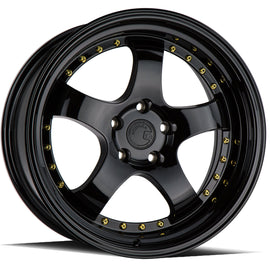 Aodhan AH03 18x9.5 5x114.3 +12 cb73.1 Full Golss Black ( Gold Rivet) Wheel/Rim AH0318955114312FB