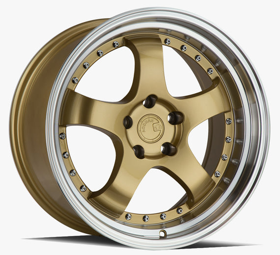 Aodhan AH03 18x9.5 5x114.3 +30 cb73.1 Gold w/Machined Lip Wheel/Rim AH0318955114330GML