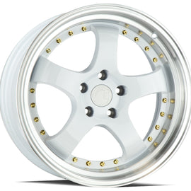 Aodhan AH03 18x9.5 5x100 +35 cb73.1 White w/Machined Lip (Gold Rivets) Wheel/Rim AH031895510035WML