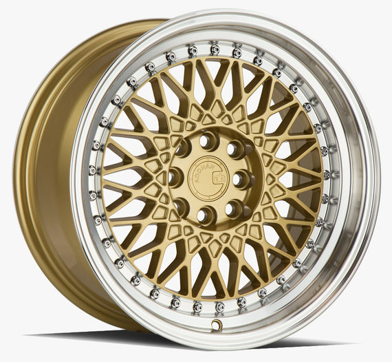 Aodhan AH05 16x8 4x100/114.3 +15 cb73.1 Gold w/Machined Lip Wheel/Rim AH0516804100114315GML