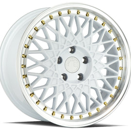 Aodhan AH05 18x8.5 5x100 +35 cb73.1 White w/Machined Lip (Gold Rivets) Wheel/Rim AH051885510035WML