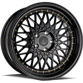 Aodhan AH05 18x9.5 5x114.3 +30 cb73.1 Full Gloss Black ( Gold Rivet) Wheel/Rim AH0518955114330FB