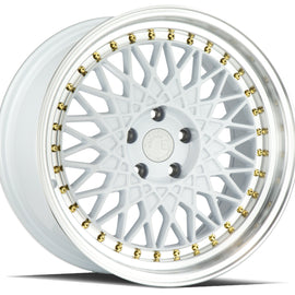 Aodhan AH05 18x9.5 5x114.3 +30 cb73.1 White w/Machined Lip (Gold Rivets) Wheel/R AH0518955114330WML