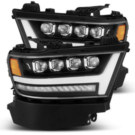 AlphaRex Nova Series LED Projector Headlights Plank Style Design Matte Black w/ Activation Light / Sequential Signal and DRL for Dodge Ram 1500HD 2019-2020 880518