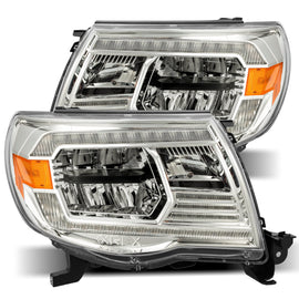 AlphaRex LUXX-Series Crystal Headlights Plank Style Design Chrome w/ Activation Light and DRL for Toyota Tacoma 2005-2011 880734