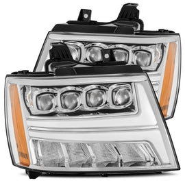 AlphaRex Nova Series LED Projector Headlights Plank Style Design Chrome w/ Activation Light and DRL for Chevrolet Tahoe 2007-2014/Subaruban 2007-2014/Avalanche 2007-2013 880286