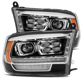 AlphaRex LUXX-Series LED Projector Headlights Plank Style Design Black/Chrome Accent, w/ Sequential Signal, Bottom DRL for Dodge Ram 1500HD 2009-2018 880522