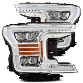 AlphaRex Nova Series LED Projector Headlights Plank Style Design Chrome w/ Activation Sequential Signal for Ford F150 2018-2020 880181