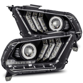 AlphaRex LUXX-Series LED Projector Headlights Plank Style Design Black w/ Activation Light + Sequential Signal for Ford Mustang 2010-2012 880115