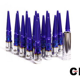 CPR Spline Steel Racing Lug Nuts+Aluminum Spike 12x1.5 Burnt+Blue 123mm CPR-DSAL1215BBBL