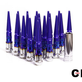 CPR Spline Steel Racing Lug Nuts+Aluminum Spike 12x1.25 Burnt+Blue 123mm CPR-DSAL12125BBBL