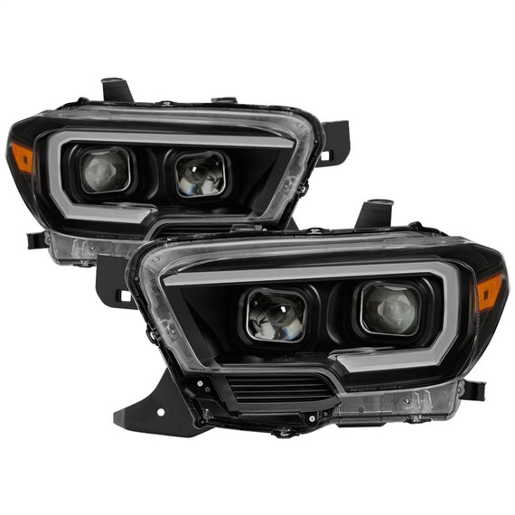 xTune 16-18 Toyota Tacoma SR/SR5 DRL Projector Headlights w/Turn Signal - Blk (PRO-JH-TTA16-SR-BK) 9042997