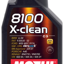 102786 Motul 8100 X-CLEAN 5W40 100% Synthetic Performance Engine Oil (1 Liter) 102786