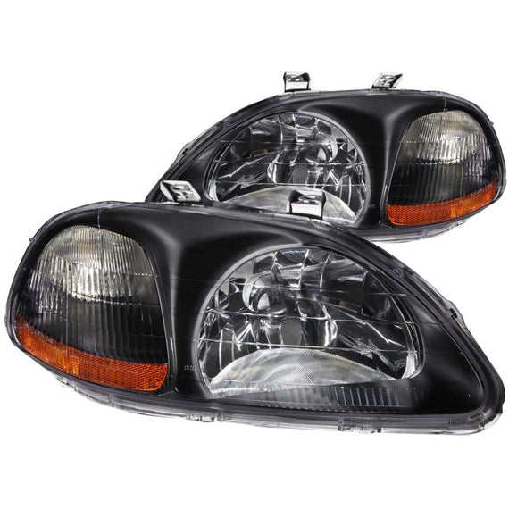 ANZO for 1996-1998 Honda Civic Crystal Headlights Black - anz121067 121067