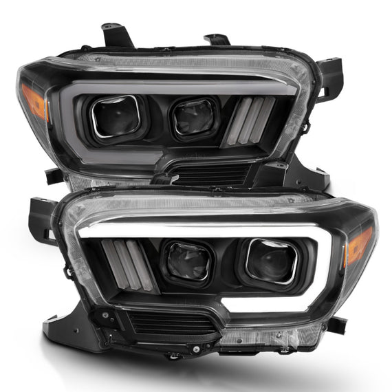 Anzo Projector Headlights Black Plank Style For 16-18 Toyota Tacoma #111396 111396