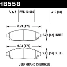 Hawk 06-09 Jeep Commander / 05-09 Grand Cherokee Front Performance Ceramic Street Brake Pads HB558Z.710