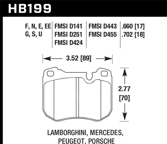 Hb199u.702 Hawk Performance Hb199u.702 Dtc 70 Disc Brake Pad HB199U.702