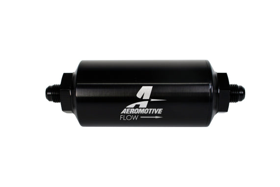 Aeromotive In-Line Filter - (AN-6 Male) 10 Micron Microglass Element Bright Dip Black Finish 12345