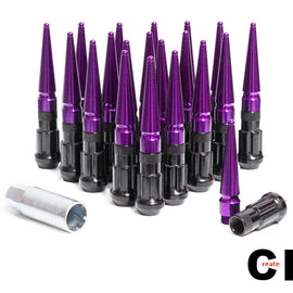 CPR Spline Steel Racing Lug Nuts+Aluminum Spike 12x1.25 Black/Purple 123mm