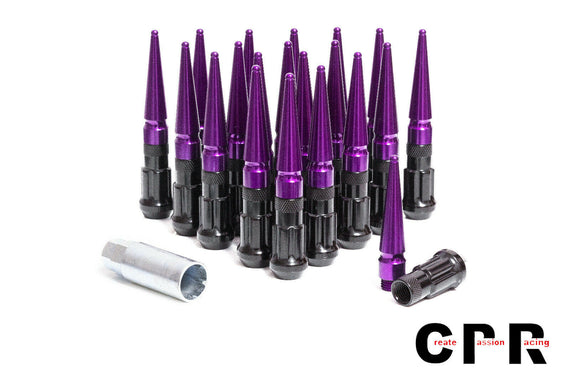 CPR Spline Steel Racing Lug Nuts+Aluminum Spike 12x1.25 Black/Purple 123mm