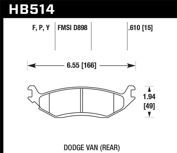 Disc Brake Pad Set-ST, Crew Cab Pickup Rear Hawk Perf HB514Y.610 HB514Y.610