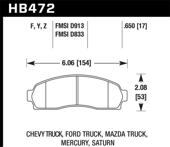 For Ford Explorer 02-05 Hawk HB472F.650 High Performance Street Front Brake Pads HB472F.650