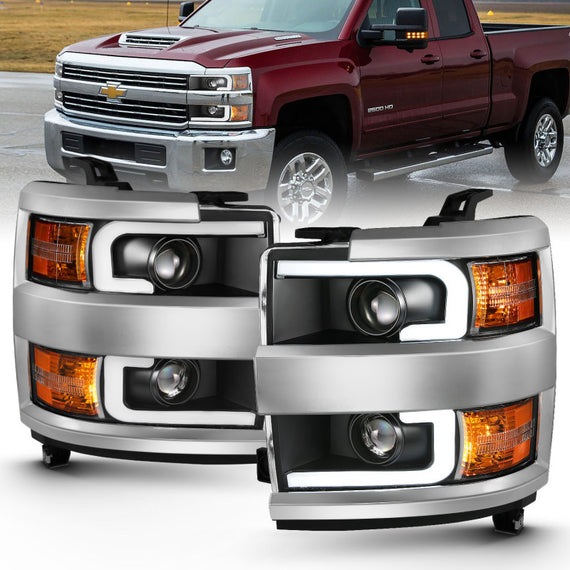 Anzo Projector Headlights Black Clear For 15-19 Silverado 2500/3500HD #111359 111359