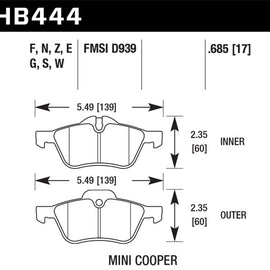 Hawk 02-08 Mini Cooper DTC-30 Race Front Brake Pads HB444W.685