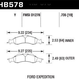HAWK LTS Brake Pads OE Vehicle Fitment See Description HB578Y.735 HB578Y.735