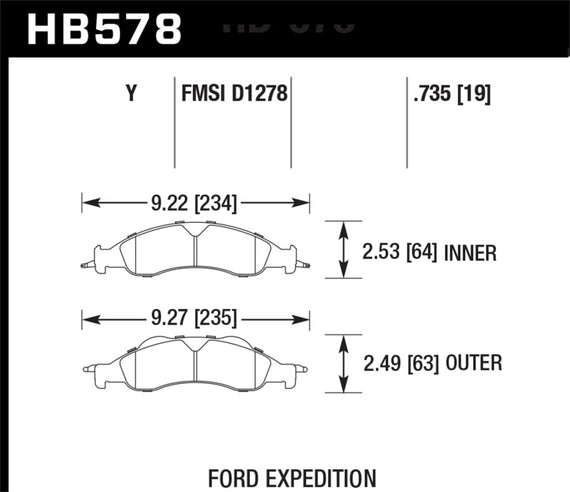 HAWK LTS Brake Pads OE Vehicle Fitment See Description HB578Y.735 HB578Y.735