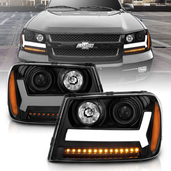 Anzo Projector Headlights Black Plank Style For 06-09 Chevy Trailblazer #111390 111390
