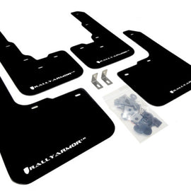 Rally Armor Mud Flaps For 2013-2016 Dodge Dart w White Logo MF39-UR-BLK/WH