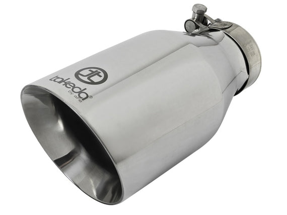 aFe Takeda 304 Stainless Steel Clamp-On Exhaust Tip 2.5in. Inlet / 4.5in. Outlet / 9in. L - Polished 49T25454-P09