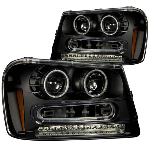 Anzo 111127 Black Projector w/ Halogen Bulbs Headlights for 02-09 Trailblazer 111127