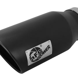 aFe POWER MACH Force-Xp 5in 304 Stainless Steel Exhaust Tip 5In x 7Out x15Lin Bolt-On Right-Blk 49t50702-b15