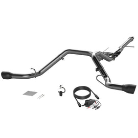 2014-2018 Silverado/Sierra QTP Screamer Split Rear Exit Cat Back Black Tips 410015B