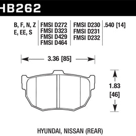 Hawk HPS 5.0 Rear Brake Pads for Nissan 240SX 89-98 2.4L KA24E KA24DE HB262B.540