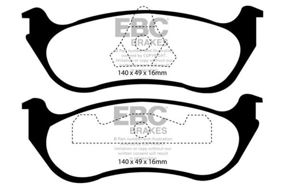 EBC 95-97 Ford Crown Victoria 4.6 (ABS) (Steel PisTons) Greenstuff Rear Brake Pads DP21627