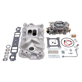 Edelbrock Manifold And Carb Kit Performer Eps Small Block Chevrolet 1957-1986 Natural Finish 2021