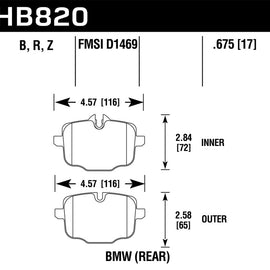 Hawk HPS 5.0 Rear Brake Pads for 12-17 M6 / 14-17 M6 Gran Coupe / 13-16 M5 HB820B.675