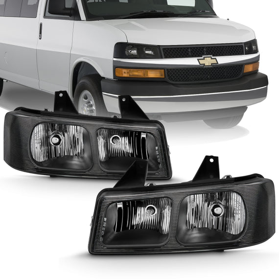 For Chevy Express 3500 2003-2017 Anzo 111474 Black Euro Headlights 111474